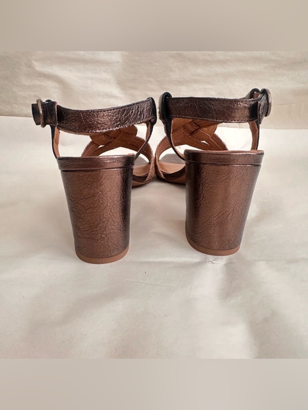 NEW Sezane Zoe Sandals Bronze Women 8 Metallic Leather Rope Knot Box & Dust Bag - Picture 9 of 14